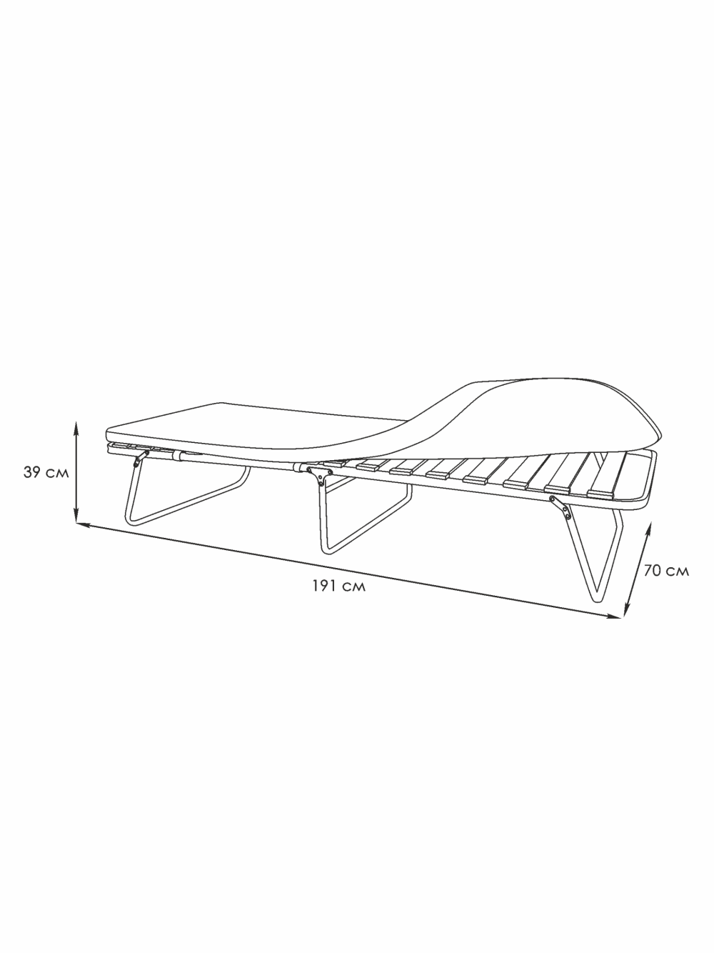 Раскладушка «Марфа-1» на ламелях с мягким матрасом габариты