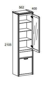Шкаф с витриной 1V1D1S размеры
