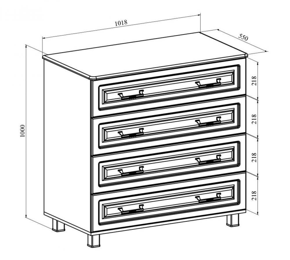 Комод «Элизабет» ЭМ-11 Белое дерево размеры