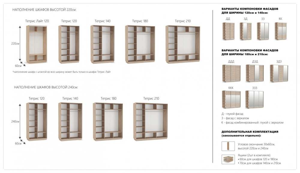 Шкаф-купе 120х220 ДД «Тетрис Лайт» Дуб сонома