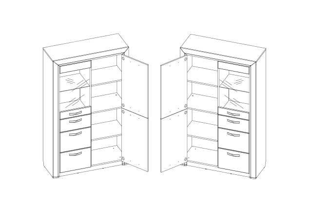 Шкаф с витриной «Оливия» 1V2D3S
